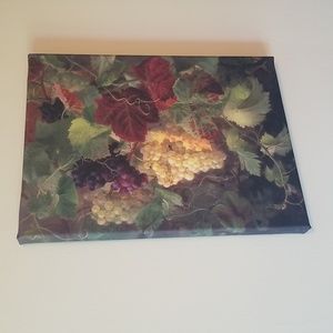 PRINT ON CANVAS TRIBUTE TO BACCHUS GOD OF WINE GRAPES FRUIT 9 X 12 WOOD